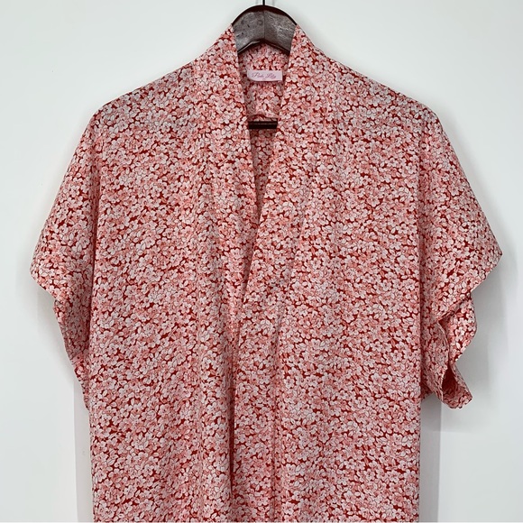 Pink Lily Floral Button Front Kimono Style Belted Oversized Short Sleeve Dress - Picture 4 of 15